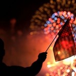 4th of july in Lakeville MN picture of flag-fireworks